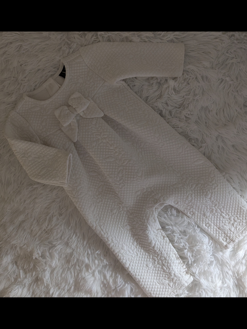 Janie and Jack Quilted White Bow Romper